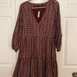 Madewell Red Plaid Wrap Dress